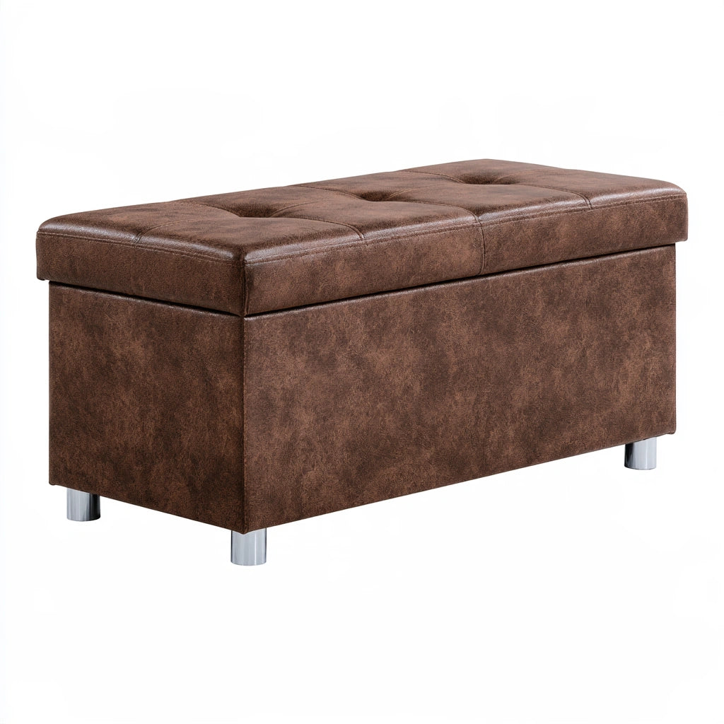 Opbergbank met kunstleren bekleding, kleur bruin