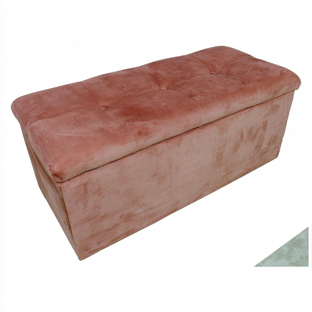 Opbergbank met stoffen bekleding, kleur roze