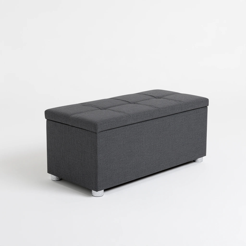 Opbergbank met stoffen bekleding, kleur grijs
