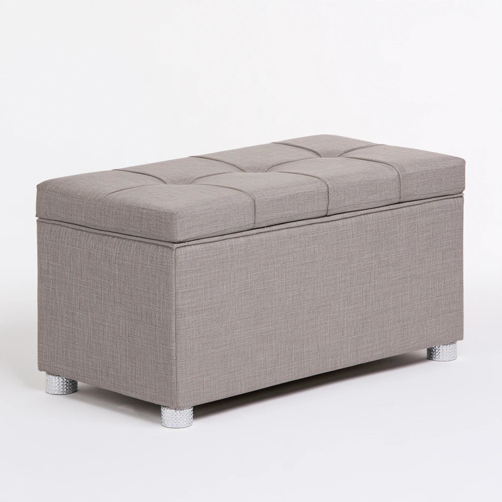 Opbergbank met stoffen bekleding, kleur grijs
