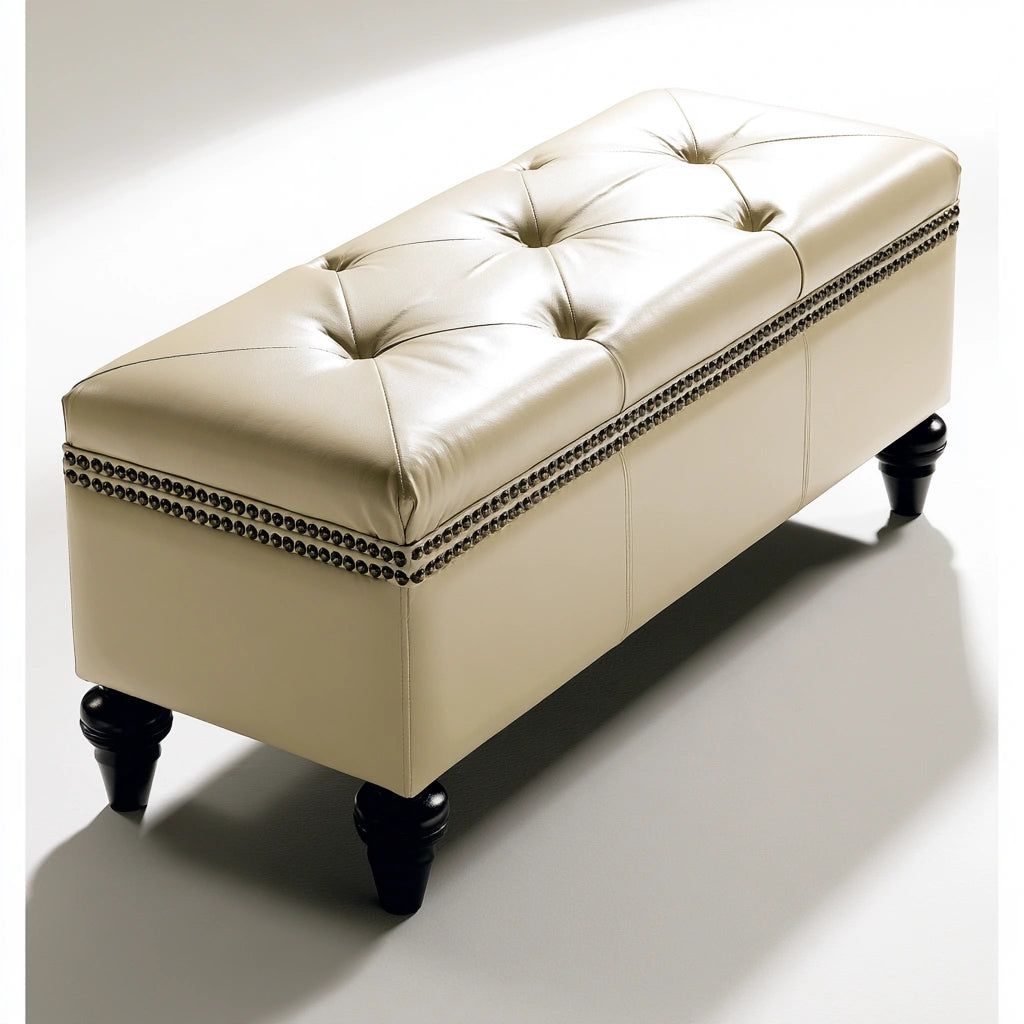 Opbergbank met kunstleren bekleding, kleur taupe