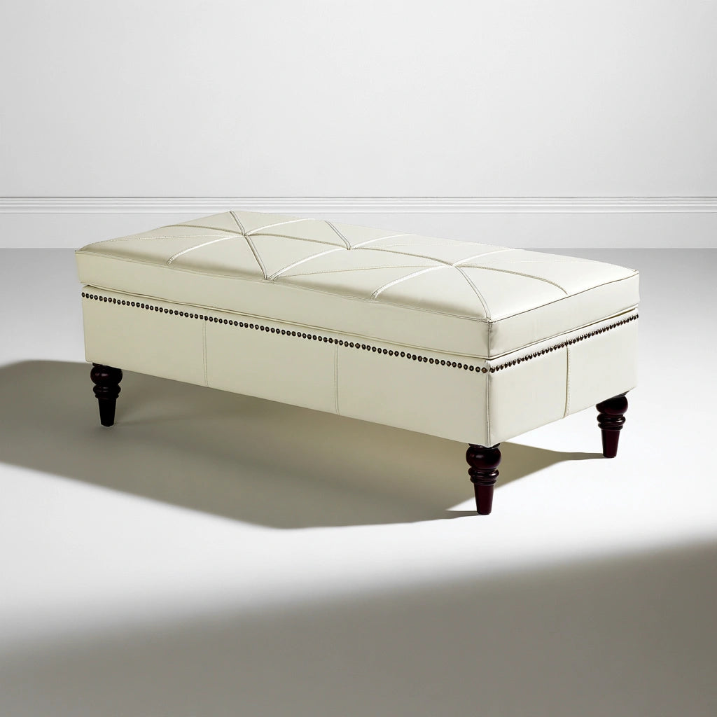Opbergbank met kunstleren bekleding, kleur taupe