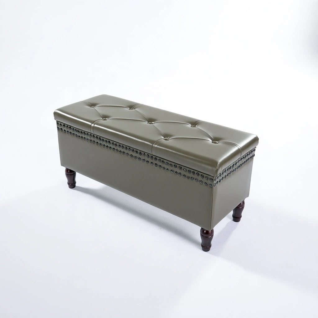 Opbergbank met kunstleren bekleding, kleur taupe