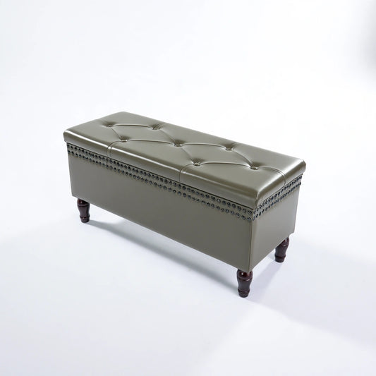 Opbergbank met kunstleren bekleding, kleur taupe