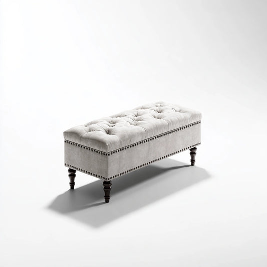 Opbergbank met kunstleren bekleding, kleur taupe