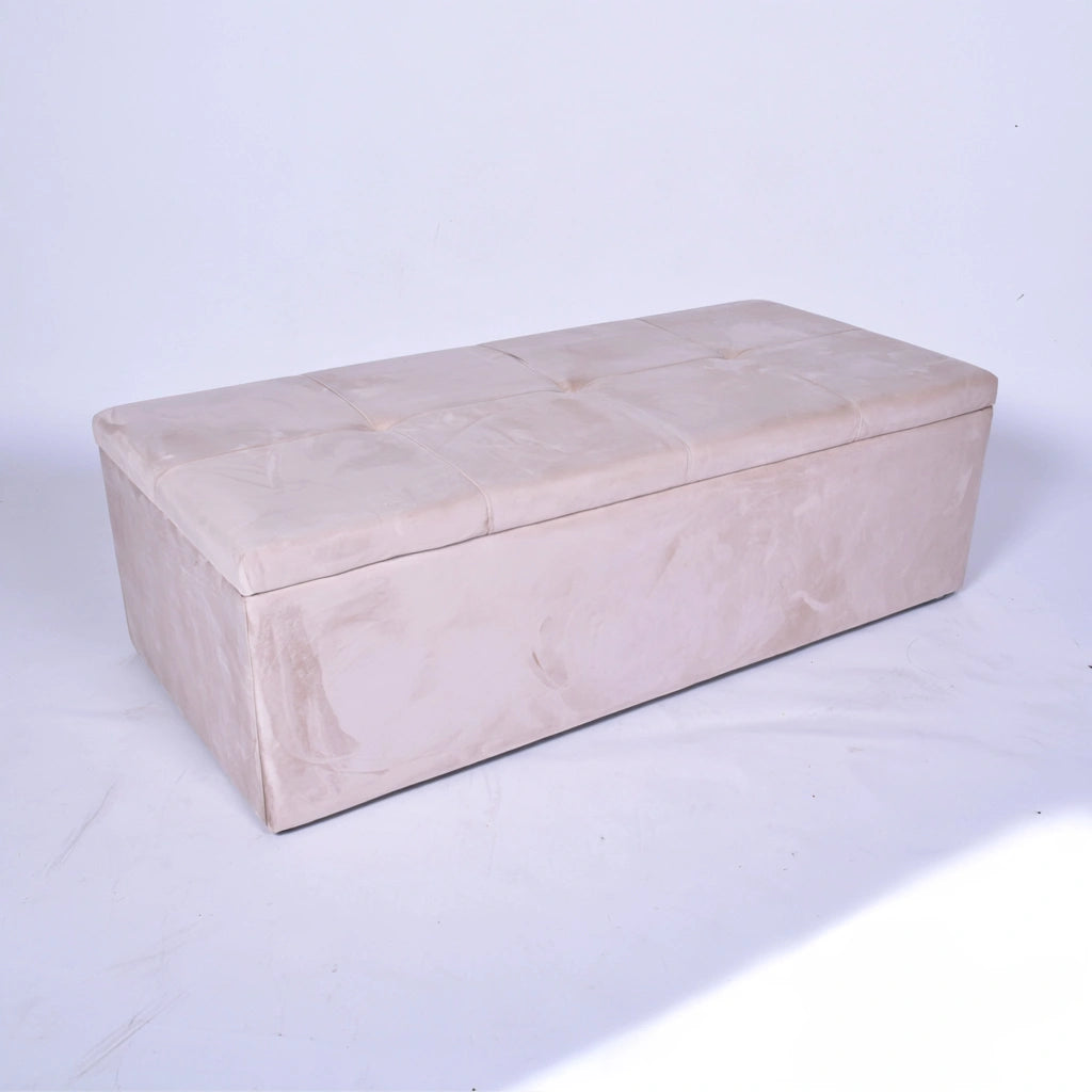 Opbergbank met stoffen bekleding, kleur roze