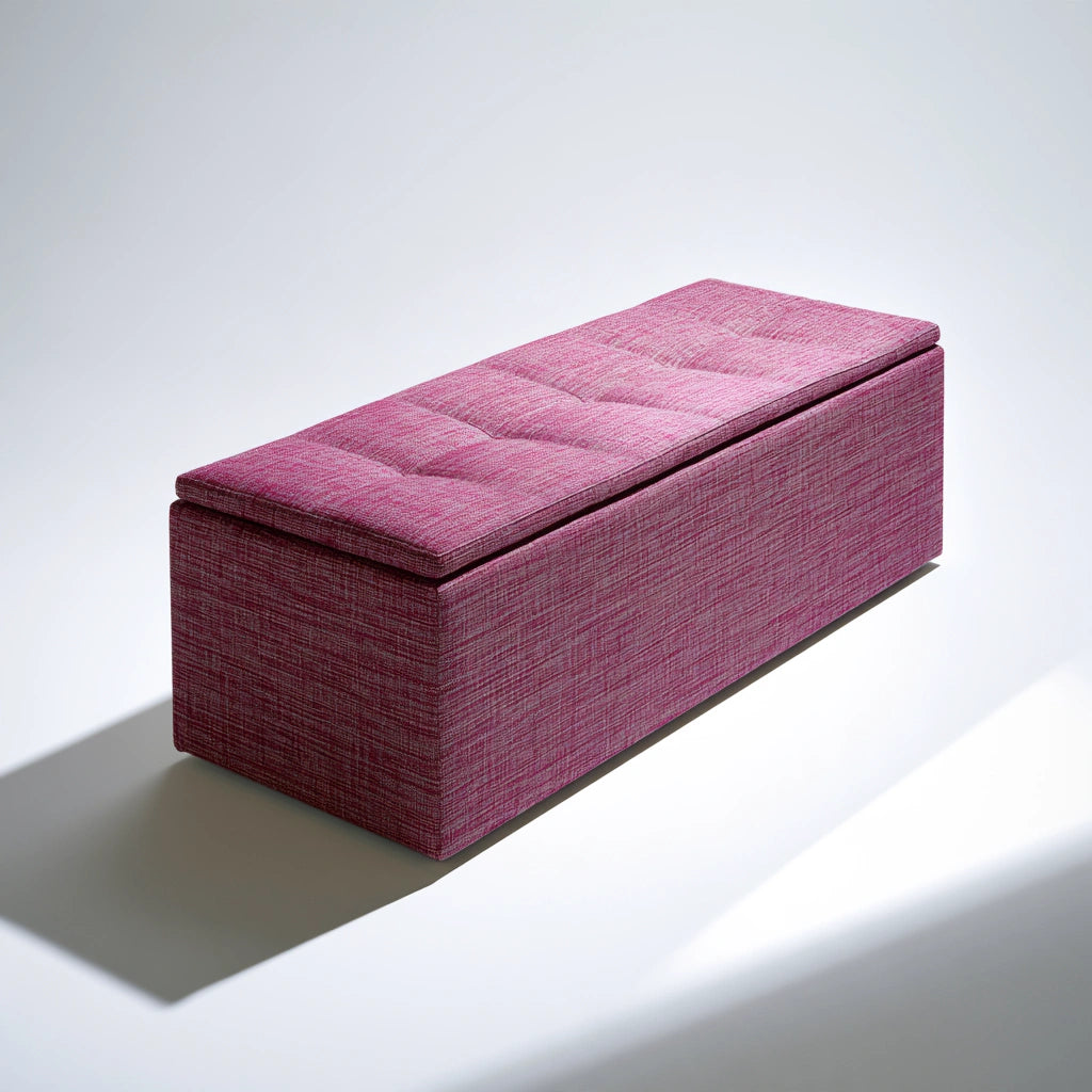 Opbergbank met stoffen bekleding, kleur roze