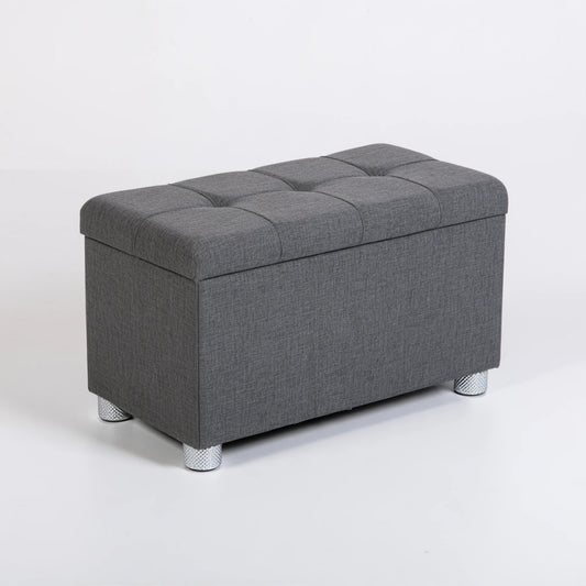 Opbergbank met stoffen bekleding, kleur grijs