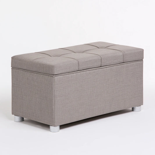 Opbergbank met stoffen bekleding, kleur grijs