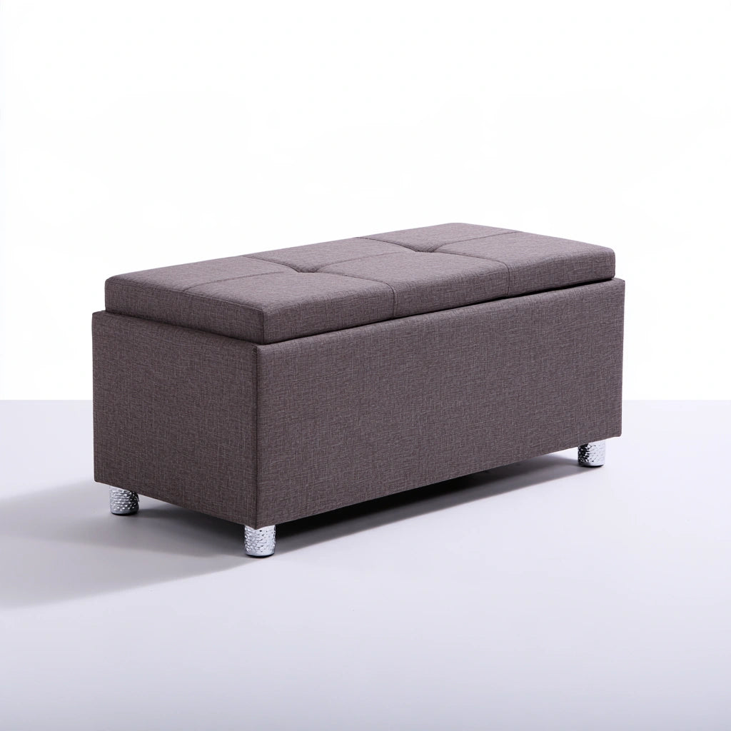 Opbergbank met stoffen bekleding, kleur grijs