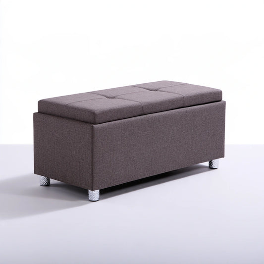 Opbergbank met stoffen bekleding, kleur grijs
